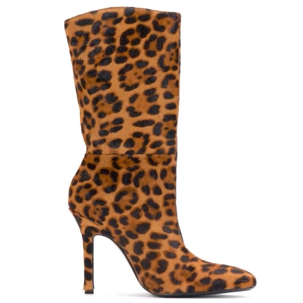 ✨NEW✨ ZARA LEOPARD LEATHER HEELED BOOTS